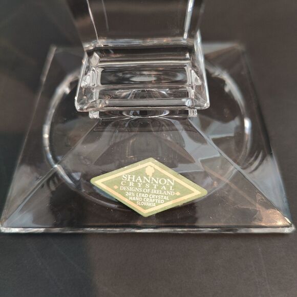 Shannon 24% Lead Crystal Candlestick Holders Square Pedestal Set of 2 Pair - Picture 2 of 7